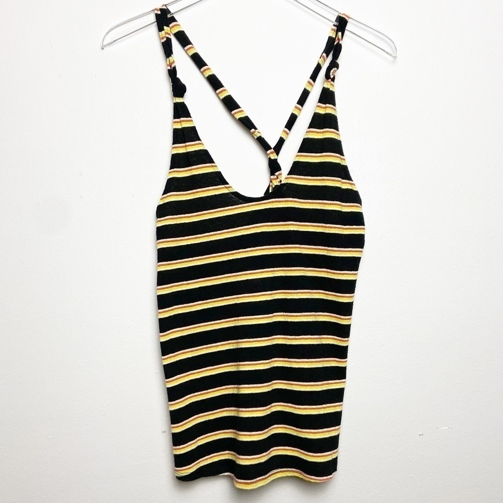 FREE PEOPLE | Black Striped Twist Back Tank Top